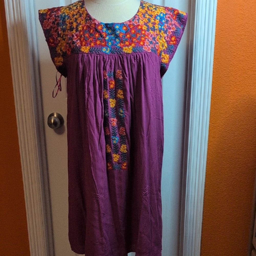 Savanna Jane Purple Dress with Multicolor Embroidery